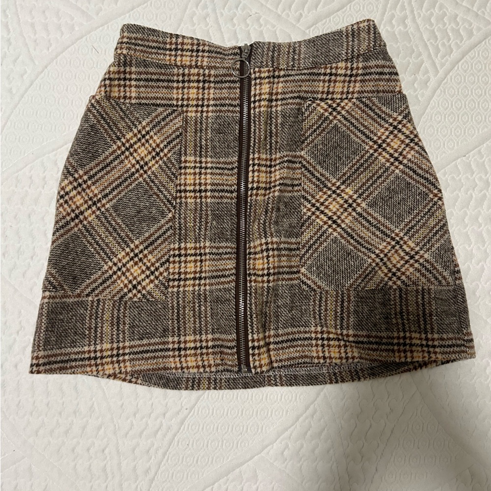 Brown neutral zip up skirt